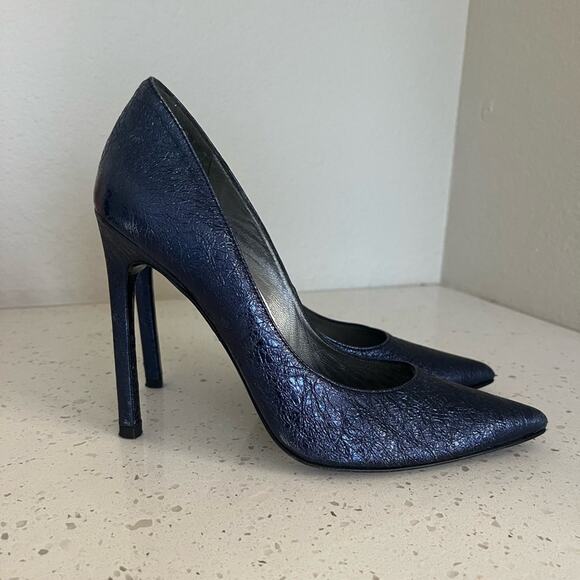 Stuart Weitzman Metallic Blue Stiletto Pumps Women’s Size 7 - Picture 5 of 14